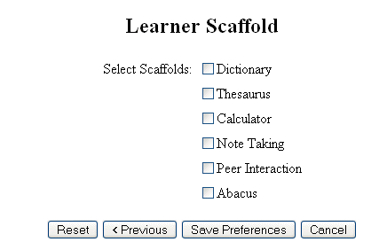 Learner Scaffold Options