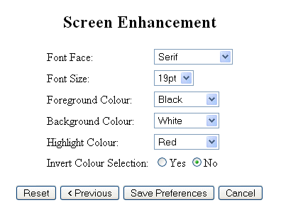 Screen Enhancement Options