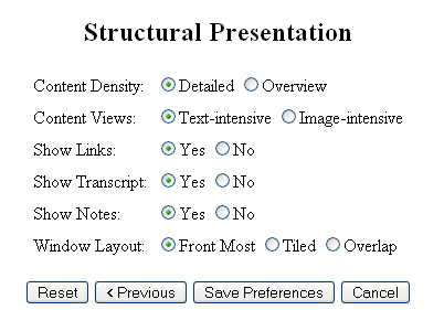 Structural Presentation Options