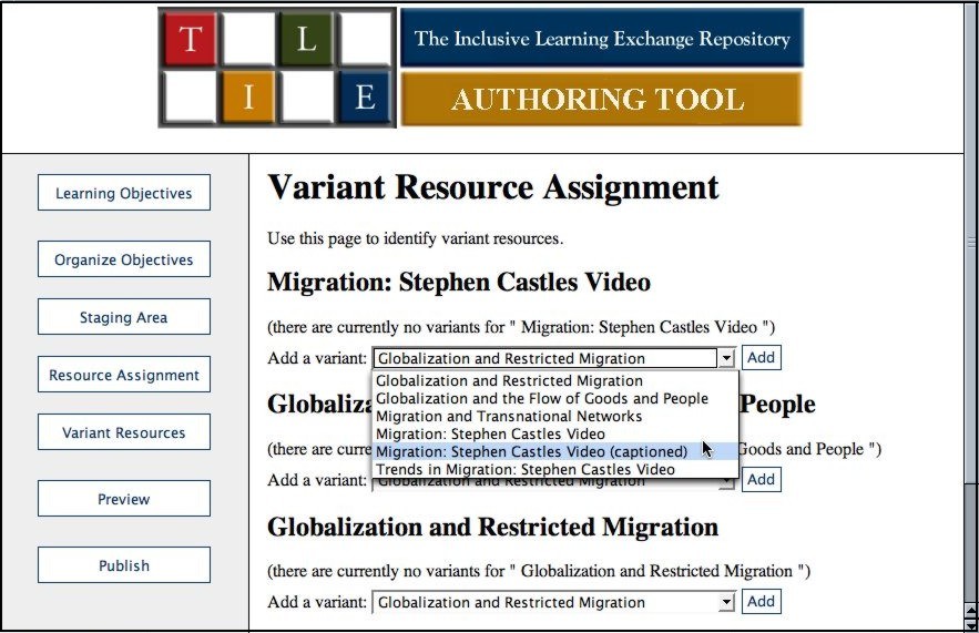 Authoring tool varian resource assignment